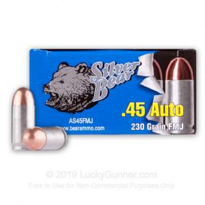 45 ACP - 230 Grain FMJ - Silver Bear - 500 Rounds 607094862595