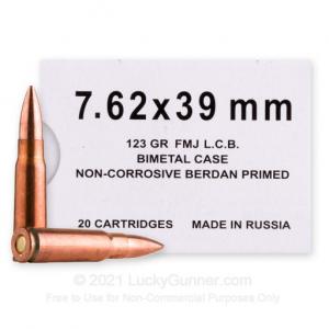 7.62x39 - 123 Grain FMJ - Barnaul - 500 Rounds AM762B