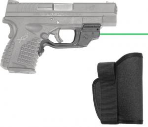 Crimson Trace LaserGuard Green Laser Sight for Springfield XD-S, 3.3/4.0, w/Tuff Products Pocket Holster, LG-469G-H LG469GH