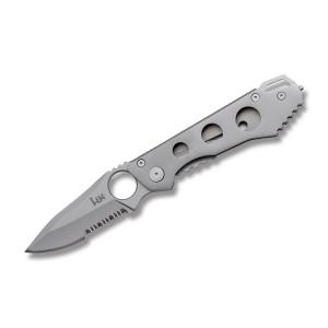 Heckler & Koch Ally with Stainless Steel Handles and AUS-8 Stainless Steel Partially Serrated 2.80" Clip Point Blade Model 14440SG