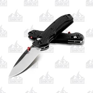 Benchmade 565-1 Mini Freek Folding Knife 3" S90V Satin Plain Blade, Carbon Fiber Handles, True Red Accents 610953197094