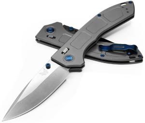 BENCHMADE 748 Narrows AXIS Folding Knife 3.43" Drop Point Blade - Gray Titanium Handles 