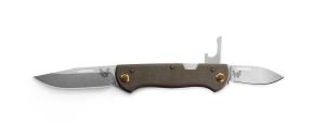 BENCHMADE 317 Weekender Slip Joint Knife - 2-Blade w/ Bottle Openinger - OD Green Micarta Handles 610953210762