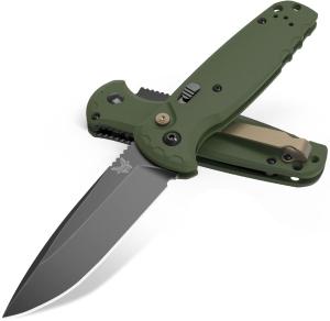 BENCHMADE 4300BK-02 CLA AUTO Folding Knife 3.4" Plain Blade - OD Green G10 Handles