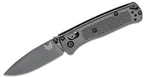 BENCHMADE Mini Bugout Elite AXIS Folding Knife 2.82" Plain Blade - Graphite Black CF Handles 610953210892