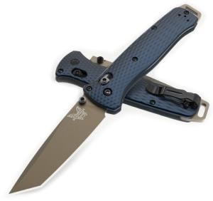 BENCHMADE 537FE-02 Bailout AXIS Folding Knife 3.38" FDE Tanto Plain Blade - Crater Blue Handles 610953210915