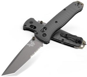 BENCHMADE 537SGY-03 Bailout AXIS Folding Knife 3.38" Tanto Combo Blade - Black Aluminum Handles 610953210939
