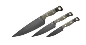 BENCHMADE The 3 Piece Set | Drop Point Blades | OD Green & Black G10 Handles w/ Gold Rings 610953211448