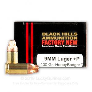 9mm - +P 100 Grain HoneyBadger - Black Hills - 20 Rounds D9N1320