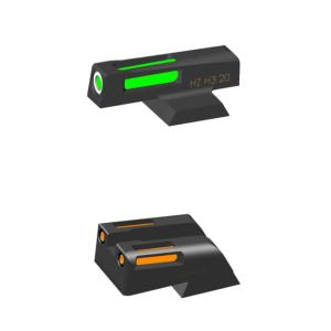 HiViz Springfiled Litewave H3 Tritium/LitePipe Day/Night Sight, For Models with Fixed Sights, Green/Orange with White Front Ring, SFN421 SFN421