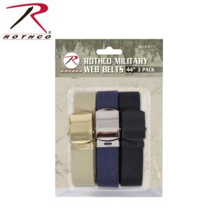 Rothco 54 Inch Military Web Belts in 3 Pack, Khaki / Navy Blue / Black, 44, 44171-KhakiNavyBlueBlack-44Inches