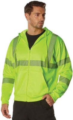 Rothco Hi-Vis Performance Zipper Sweatshirt - Mens, Safety Green, 3XL, 20383-3XL