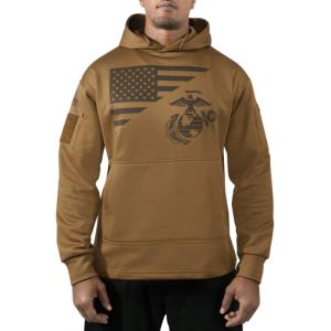 Rothco US Flag / USMC Eagle, Globe, & Anchor Concealed Carry Hoodie, Coyote Brown, Large, 41670-CoyoteBrown-L