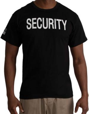 Rothco 2-Sided Security T-Shirt w/US Flag On Sleeve - Mens, Black, 2XL, 11041-2XL