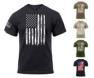 Rothco Distressed US Flag Athletic Fit T-Shirt, Coyote Brown, M, 2632-CoyoteBrown-M