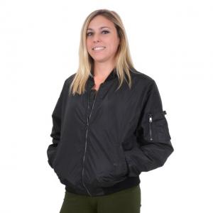 Rothco Women's MA-1 Flight Jacket, Black, L, 2410-Black-L