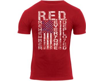 Rothco Athletic Fit R.E.D. / Remember Everyone Deployed T-Shirt, Men's, Red, Extra Large, 1182-824