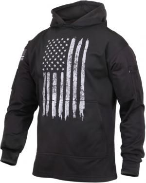 Rothco Distressed US Flag Concealed Carry Hooded Sweatshirt, Men's, Black, Extra Large, 3166-645