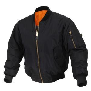 Rothco Enhanced Nylon MA-1 Flight Jacket, Black, 3XL, 2892-Black-3XL