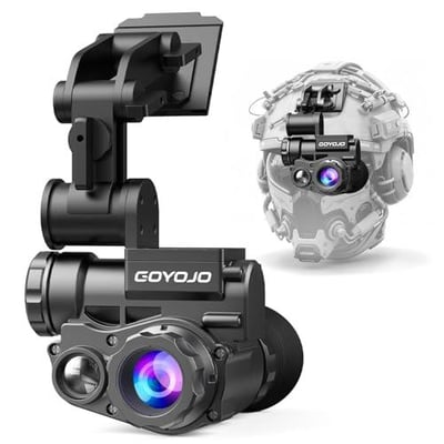 GOYOJO Night Vision Goggles Helmet-Mounted Monocular 1080P HD NVG with 3X Zoom & Adjustable Infrared IP66 Built-in Compass (100% Darkness) 