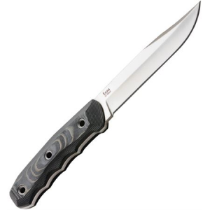Kizylar Knives 0069 Enzo Fixed Satin Finish Blade Knife with Ergonomic 3D Black/Gray Micarta Handles
