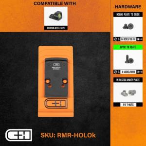 C&H Precision Weapons RMR Adapter Plate, Holosun 407K / 507K, Black, RMR-HOLOK 616943732214