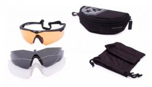 Revision Stingerhawk Eyewear Deluxe Shooters Kit, Clear/Solar/Vermillion Lens, Black Frame, Large, 4-0152-0038