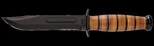 KA-BAR Full Size KA-BAR Knife, USMC, Combo Edge, Leather Hndl, Brwn Lther Sheath KB1218 