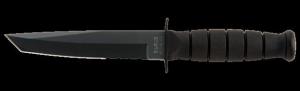 KA-BAR Short Fixed Tactical KA-BAR Tanto Knife, Combo Edge, Leather Sheath KB1255 