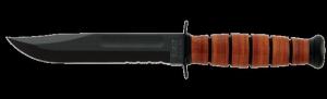 KA-BAR Short Fixed KA-BAR Knife, USA, Combo Edge, Lther Hndl, Brwn Lthr Sheath KB1261 
