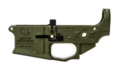 Griffin Armament MK2 Stripped AR-15 Lower Receiver, Ambidextrous, Flared Magwell, Warhawk Green 631465974829