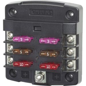 Blue Sea Systems 5033 ST Blade Fuse Block w/out Cover - 6 Circuit w/out Negative Bus, 5033