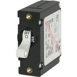 Blue Sea Systems Breaker, A, 1 Pole Wht-Toggle AC/DC 20A, Black/White, 7214