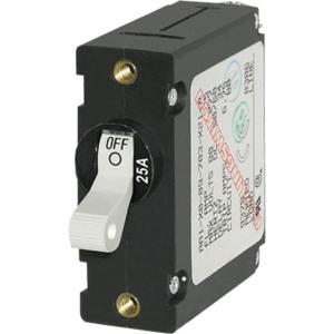 Blue Sea Systems Breaker, A, 1 Pole Wht-Toggle AC/DC 25A, Black/White, 7218