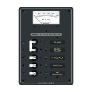 Blue Sea Systems 8143 AC Main + Branch A-Series Toggle Circuit Breaker Panel 230V - Main + 3 Position, 8143