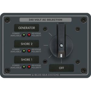 Blue Sea Systems AC Rotary Switch Panel 65 Ampere 3 Positions + OFF, 3 Pole 8361, 8361