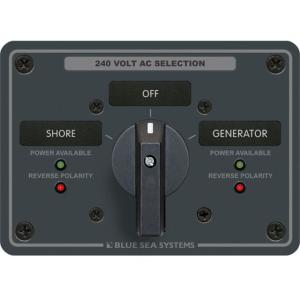 Blue Sea Systems AC Rotary Switch Panel 65 Ampere 2 Positions + OFF, 3 Pole 8363, 8363