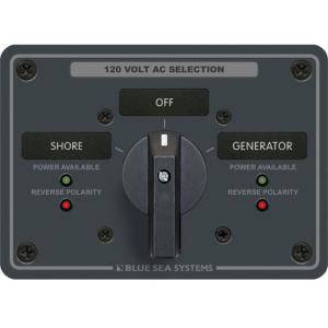 Blue Sea Systems AC Rotary Switch Panel 65 Ampere 2 Positions + OFF, 2 Pole 8365, 8365