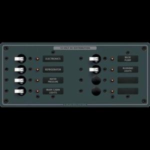 Blue Sea Systems Std DC Wht Togl, 6-15A, 2-Open w/o Meter, Black, 8385