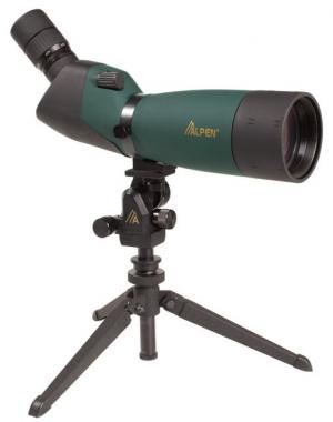 Alpen 20-60x80mm Angled Waterproof Spotting Scope - 45 Degree Eyepiece, Nylon Case, Portable 12in Swivel-Head Tripod 