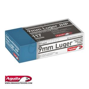 Aguila 1E092112 9mm Luger 117 Grains Jacketed Hollow Point 50 Bx/ 10 Cs 640420010120