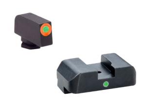 Ameriglo Night Sight Set - Pro I-Dot Style - Green w/ ProGlo Orange Outline Front / Single Green Rear - Fits For Glocks 17 GL201