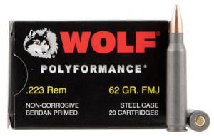 Wolf 22362 Performance 223 Remington/5.56 NATO Bimetal Jacket 62 GR 500 Rds 22362