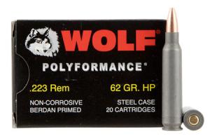 Wolf 22362HP Performance 223 Remington/5.56 NATO Bimetal Jacket 62 GR 500 Rds 645611223525