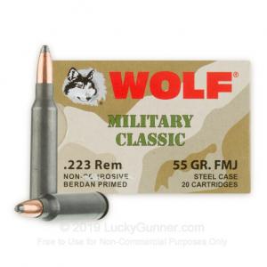 223 Rem - 55 gr FMJ - Wolf WPA MC - 20 Rounds 645611300783