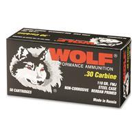 Wolf, .30 Carbine, FMJ, 110 Grain, 50 Rounds 645611301117