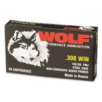 Wolf, .308 Winchester, FMJ, 150 Grain, 20 Rounds 308WFMJ