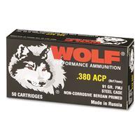 Wolf, .380 ACP, FMJ, 91 Grain, 50 Rounds 645611308710