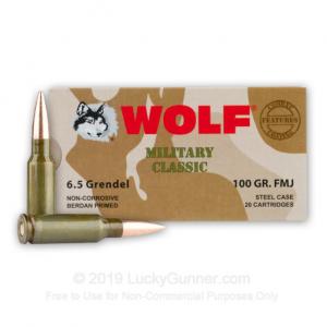 6.5 Grendel - 100 gr FMJ - Wolf Military Classic - 500 Rounds MC6.5GrenFMJ