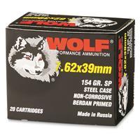 Wolf, 7.62x39mm, Soft Point, 154 Grain, 20 Rounds 762WSP